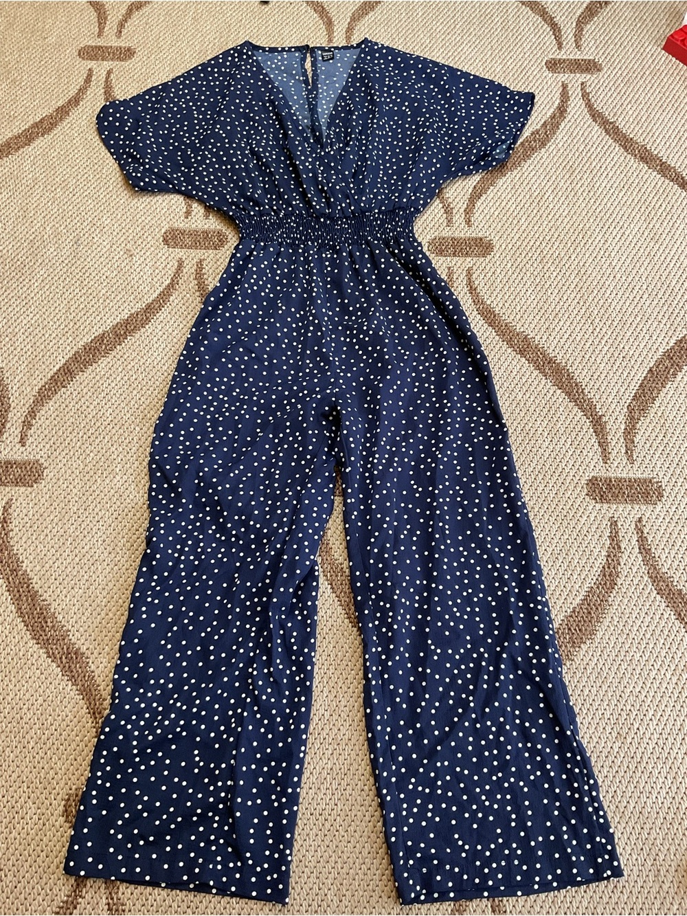 Lioness Navy Polka Dot V-Neck Wide-Leg Jumpsuit